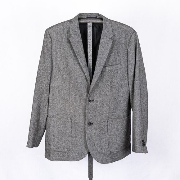 Old Navy Men's Classic Herringbone Blazer Gray SZ XL Polyester Wool Blend Career - Picture 2 of 10